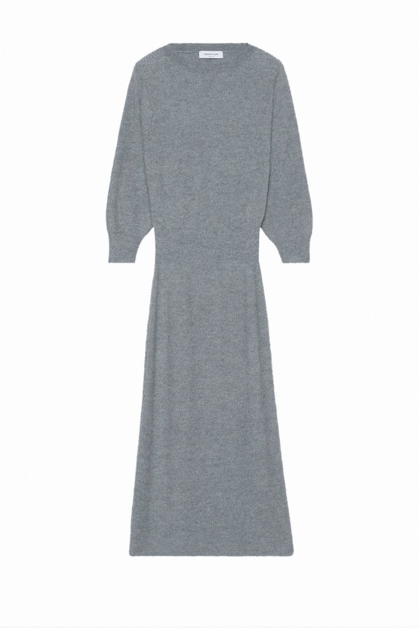 Трикотажное однотонное платье|Основной цвет:Серый|Артикул:ABD222W160 | Фото 1