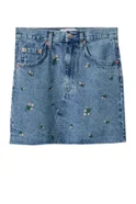 Женский Mango Джинсовая юбка DAISY с цветочной вышивкой (цвет ), артикул 27086325 | Фото 1