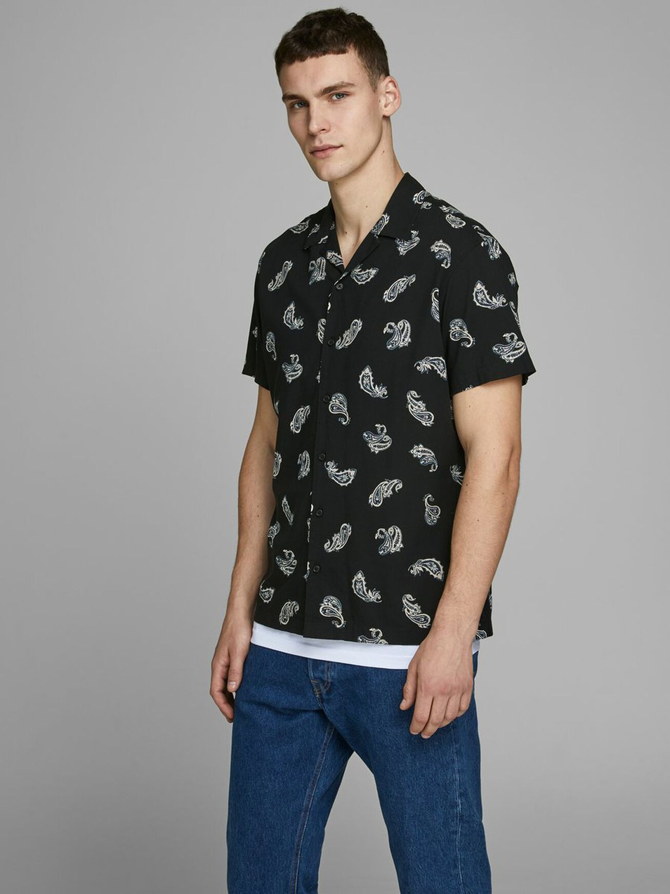 Мужской Jack & Jones Рубашка с коротким рукавом и контрастным узором (цвет ), артикул 12167040 | Фото 1