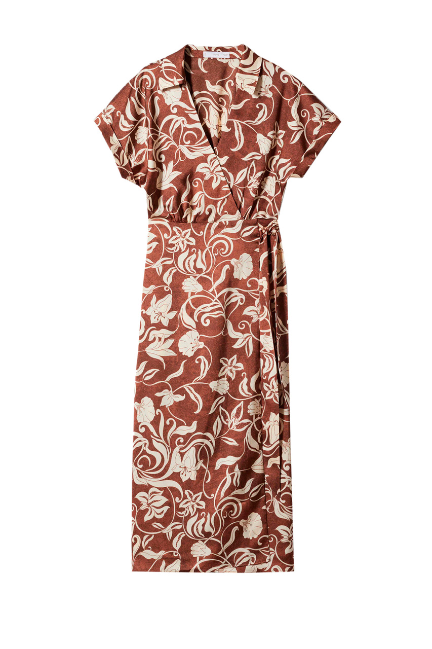 Платье MIAMI2 с запахом и принтом|Основной цвет:Коричневый|Артикул:47017118 | Фото 1