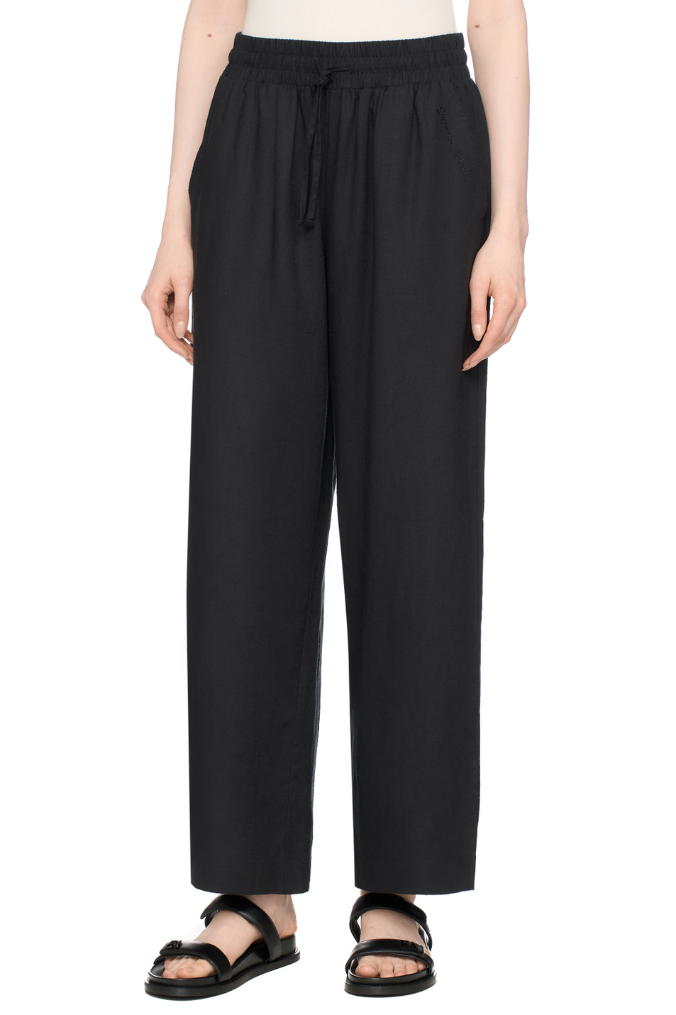 Женский Emporio Armani Брюки из льна и вискозы (цвет ), артикул EW000816-AF12201 | Фото 4