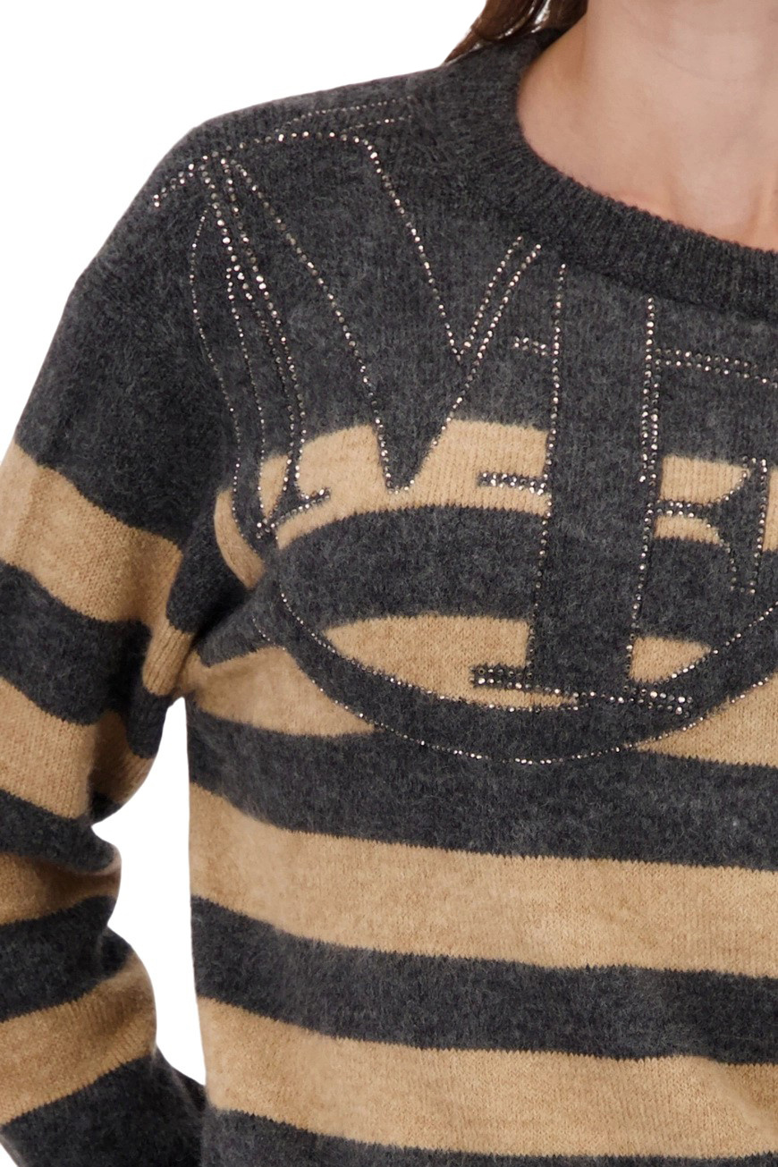 Джемпер со стразами|Основной цвет:Серый Женский Monari Джемпер со стразами (цвет ), артикул 809656 | Фото 5
