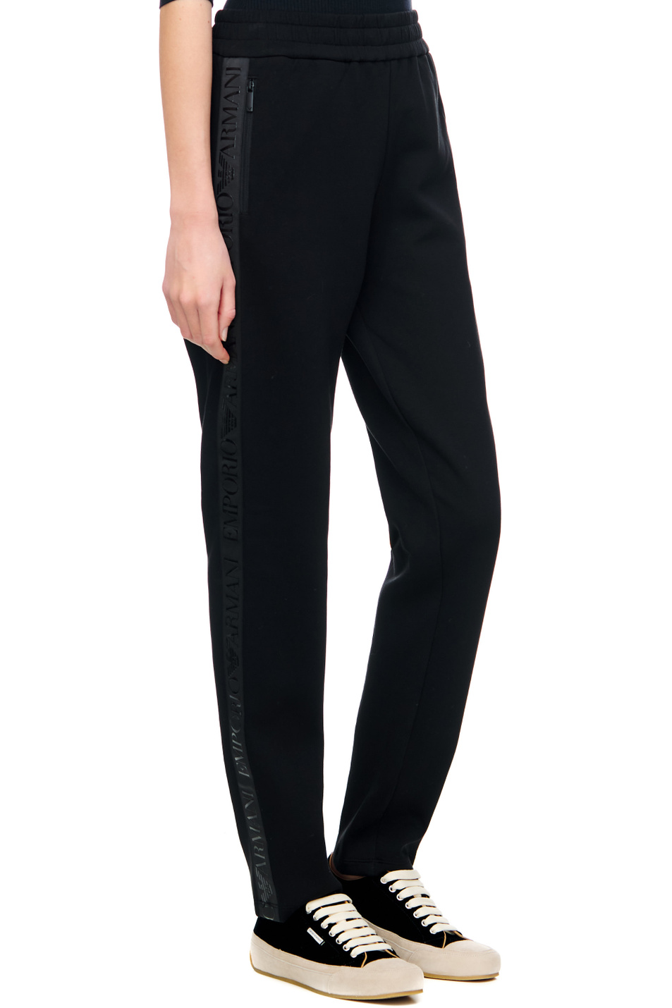 Женский Emporio Armani Брюки прямого кроя с логотипом (цвет ), артикул 6L2P6C-1JHSZ | Фото 4