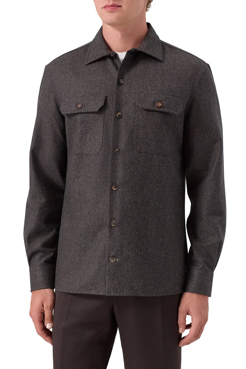 Рубашка из шерсти|Основной цвет:Коричневый Мужской Brunello Cucinelli Рубашка из шерсти (цвет ), артикул M038P0720 | Фото 3