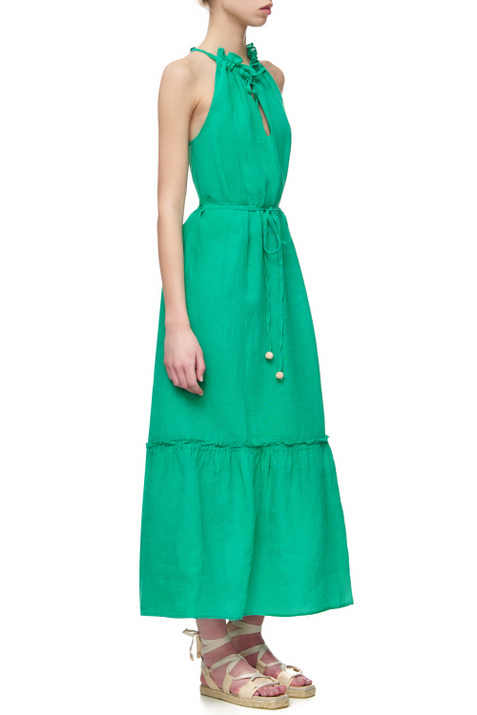 120% Lino Льняное платье с кулиской на горловине ( цвет), артикул V0W49CO0000115000 | Фото 4