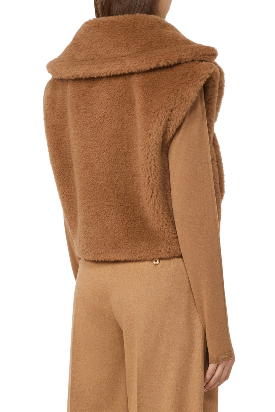 Полушубок SANTOS со съемными рукавами|Основной цвет:Коричневый Женский Max Mara Полушубок SANTOS со съемными рукавами (цвет ), артикул 2521036012 | Фото 4