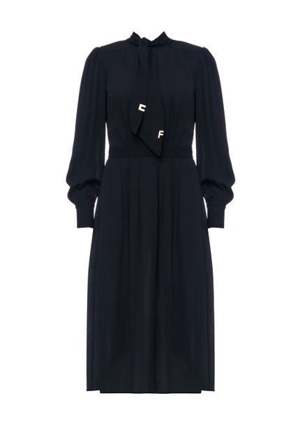 Платье из вискозного жоржета с воротником-платком|Основной цвет:Черный|Артикул:AB16226E2 | Фото 1