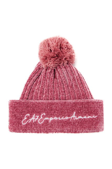 Велюровая шапка с вышитым логотипом|Основной цвет:Розовый|Артикул:285408-2F133 | Фото 1
