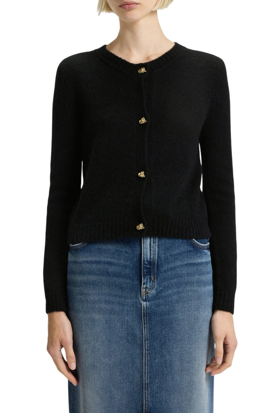 Кардиган Sira из смесовой пряжи альпаки|Основной цвет:Черный Женский HUGO Кардиган Sira из смесовой пряжи альпаки (цвет ), артикул 50548248 | Фото 3