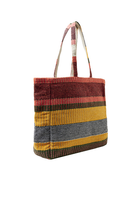 Плетеная сумка в полоску|Основной цвет:Мультиколор|Артикул:390116 | Фото 2
