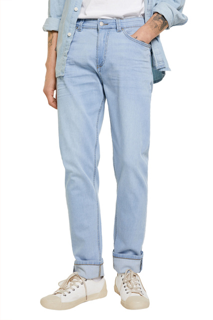 Зауженные джинсы из эластичного хлопка|Основной цвет:Голубой|Артикул:1753222 | Фото 1