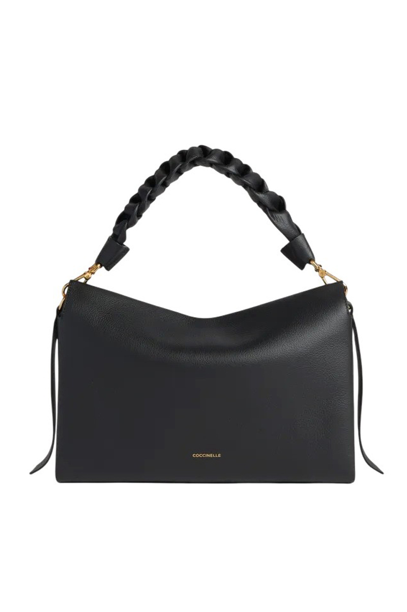 Сумка BOHEME GRANA DOUBLE из натуральной кожи с плетеной ручкой|Основной цвет:Черный Женский Coccinelle Сумка BOHEME GRANA DOUBLE из натуральной кожи с плетеной ручкой (цвет ), артикул E1M50190201 | Фото 1