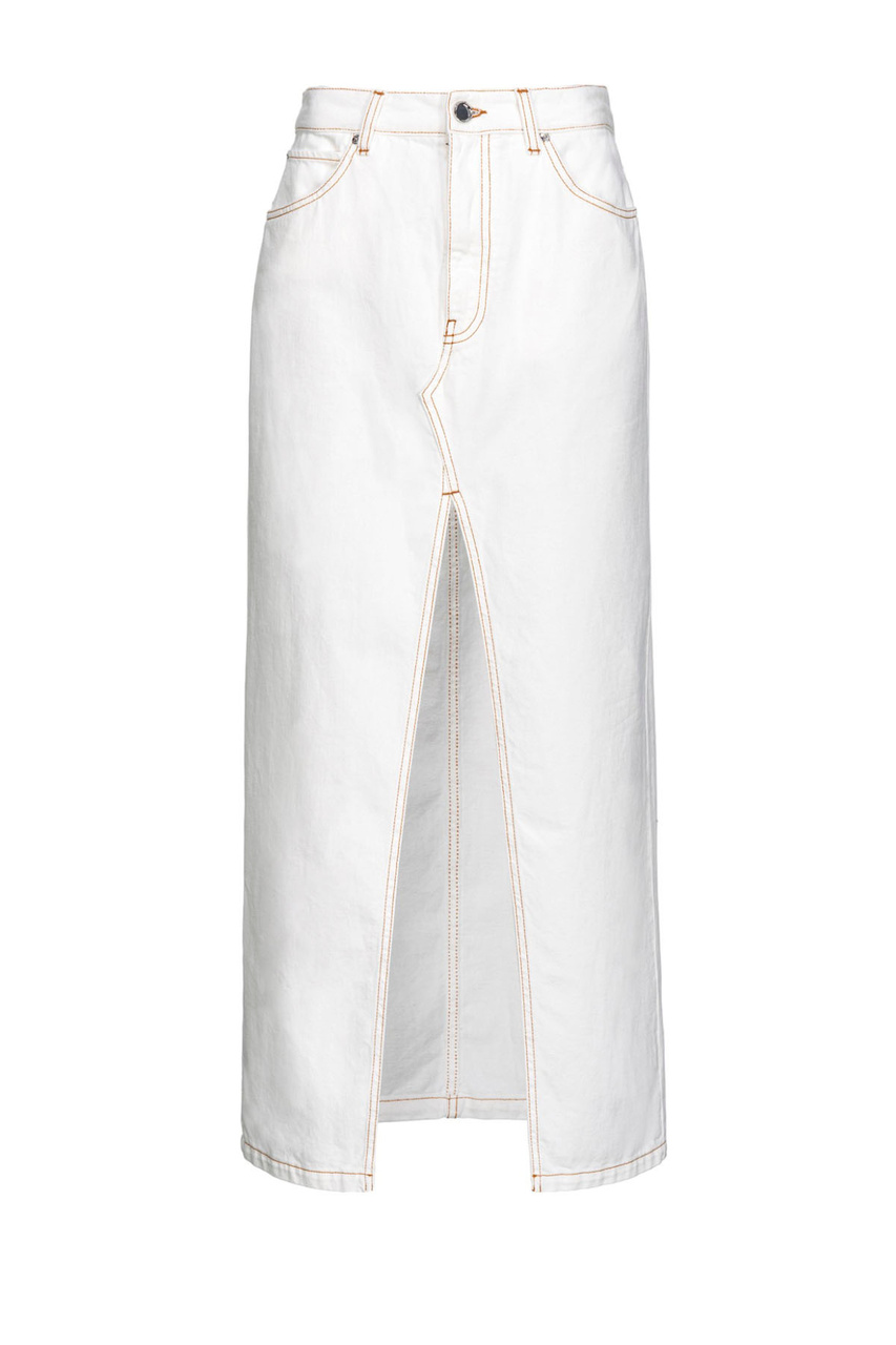 Юбка RIDERS джинсовая из натурального хлопка с разрезом|Основной цвет:Белый|Артикул:103628A1VD | Фото 1