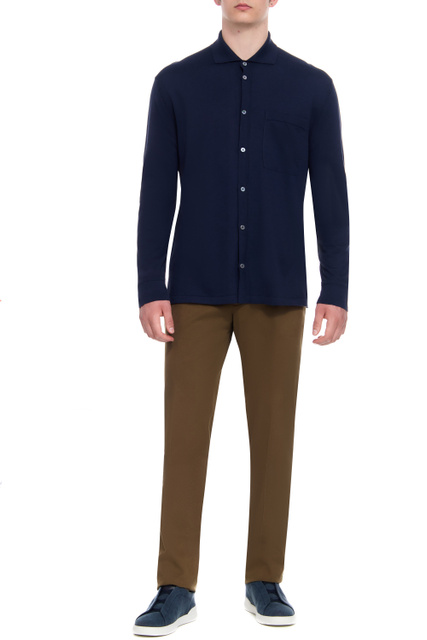 Рубашка из хлопка и шелка|Основной цвет:Синий|Артикул:UBD90A5-145-B98 | Фото 2
