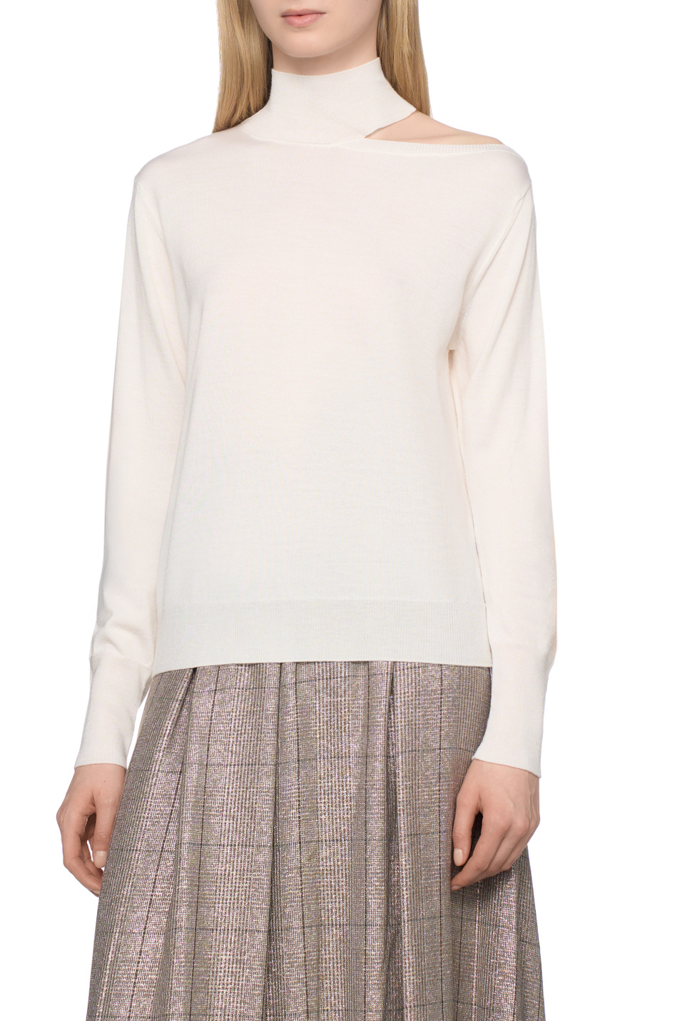 Водолазка с вырезом на плече|Основной цвет:Кремовый Женский Peserico Водолазка с вырезом на плече (цвет ), артикул E99019F14-09771 | Фото 4