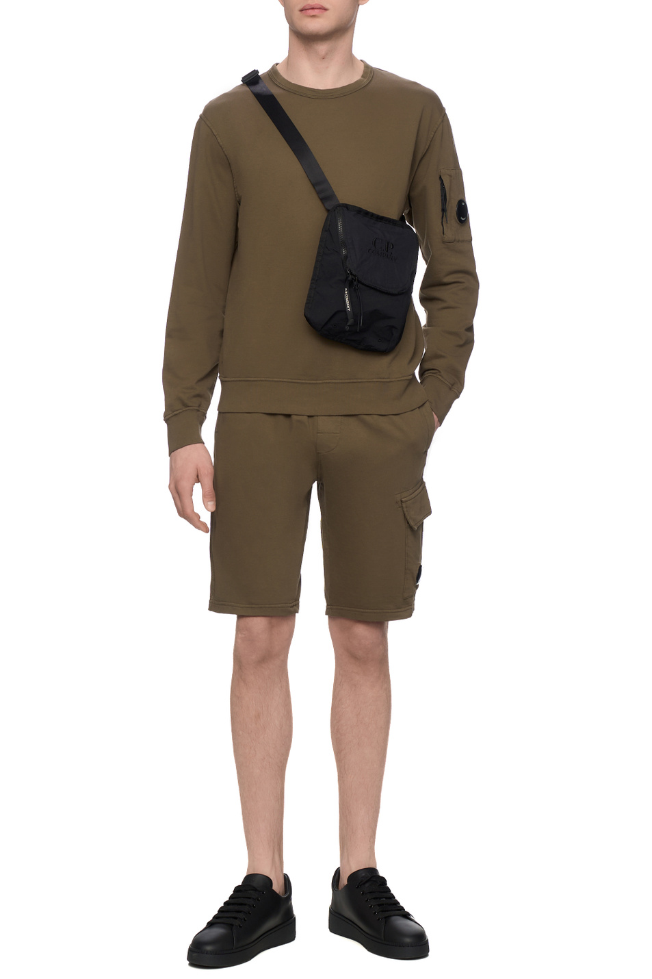 Шорты из хлопка|Основной цвет:Хаки Мужской C.P. Company Шорты из хлопка (цвет ), артикул 18CMSB069A002246G | Фото 3