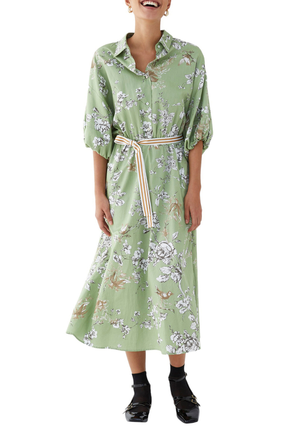 Женский iBLUES Платье-рубашка CATENA из натурального хлопка с принтом (цвет ), артикул 2417221061 | Фото 2