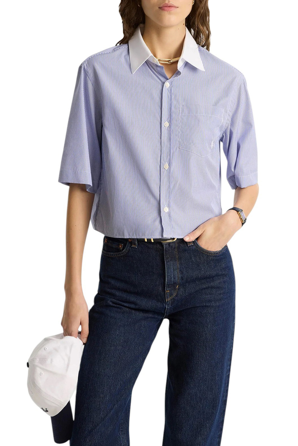 Женский Sporty & Rich Рубашка из укороченная (цвет ), артикул SI018606302ST02 | Фото 3
