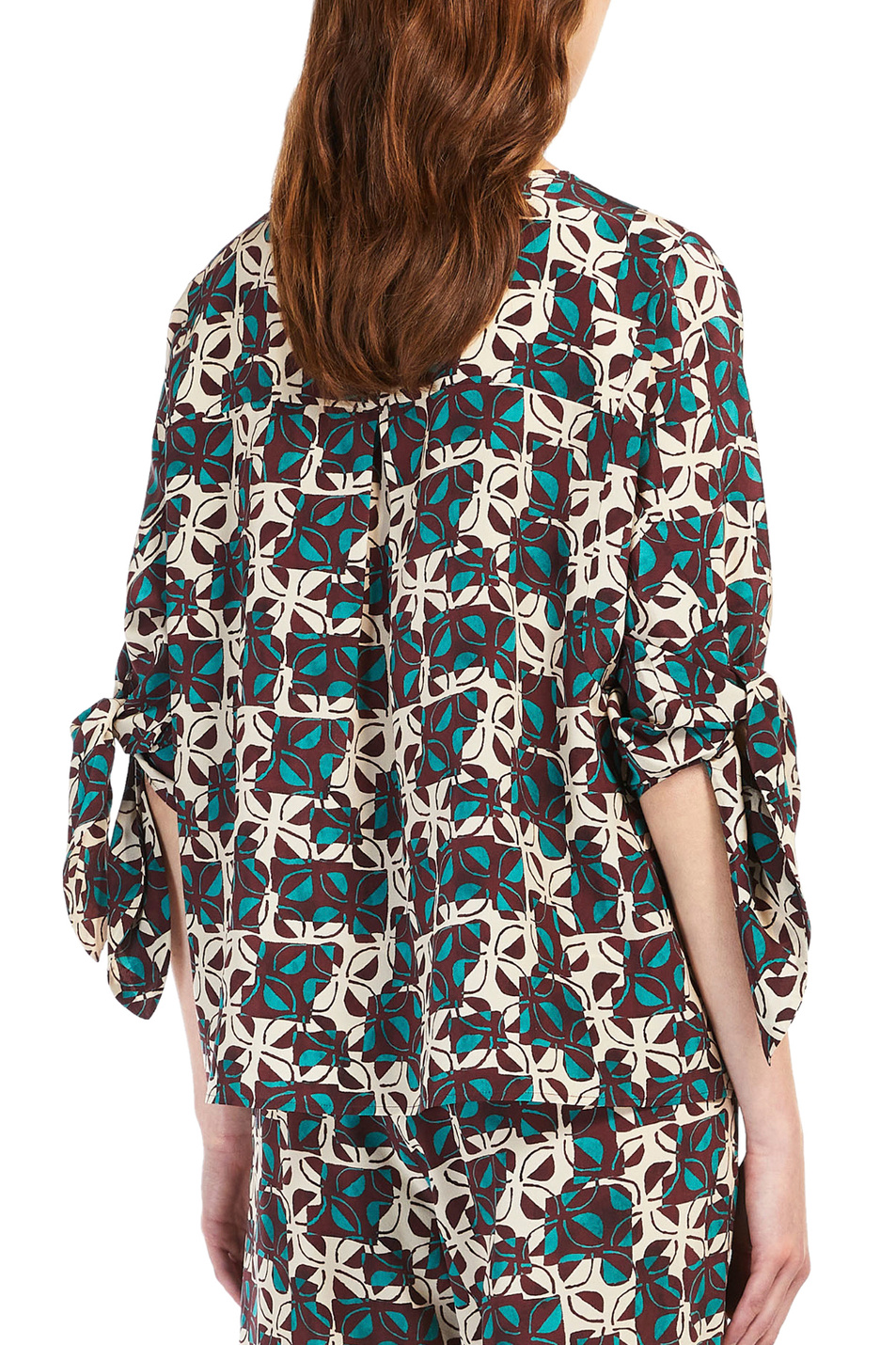 Weekend Max Mara Расклешенная блуза ADONE из набивного шелкового крепдешина (цвет ), артикул 51160329 | Фото 4