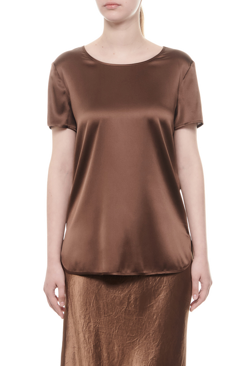 Блузка CORTONA из эластичного шелка|Основной цвет:Коричневый|Артикул:2416111058 | Фото 1