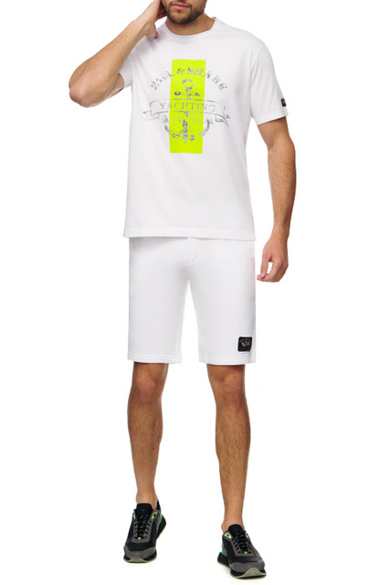 Шорты-бермуды с логотипом на штанине|Основной цвет:Белый|Артикул:22411412 | Фото 2