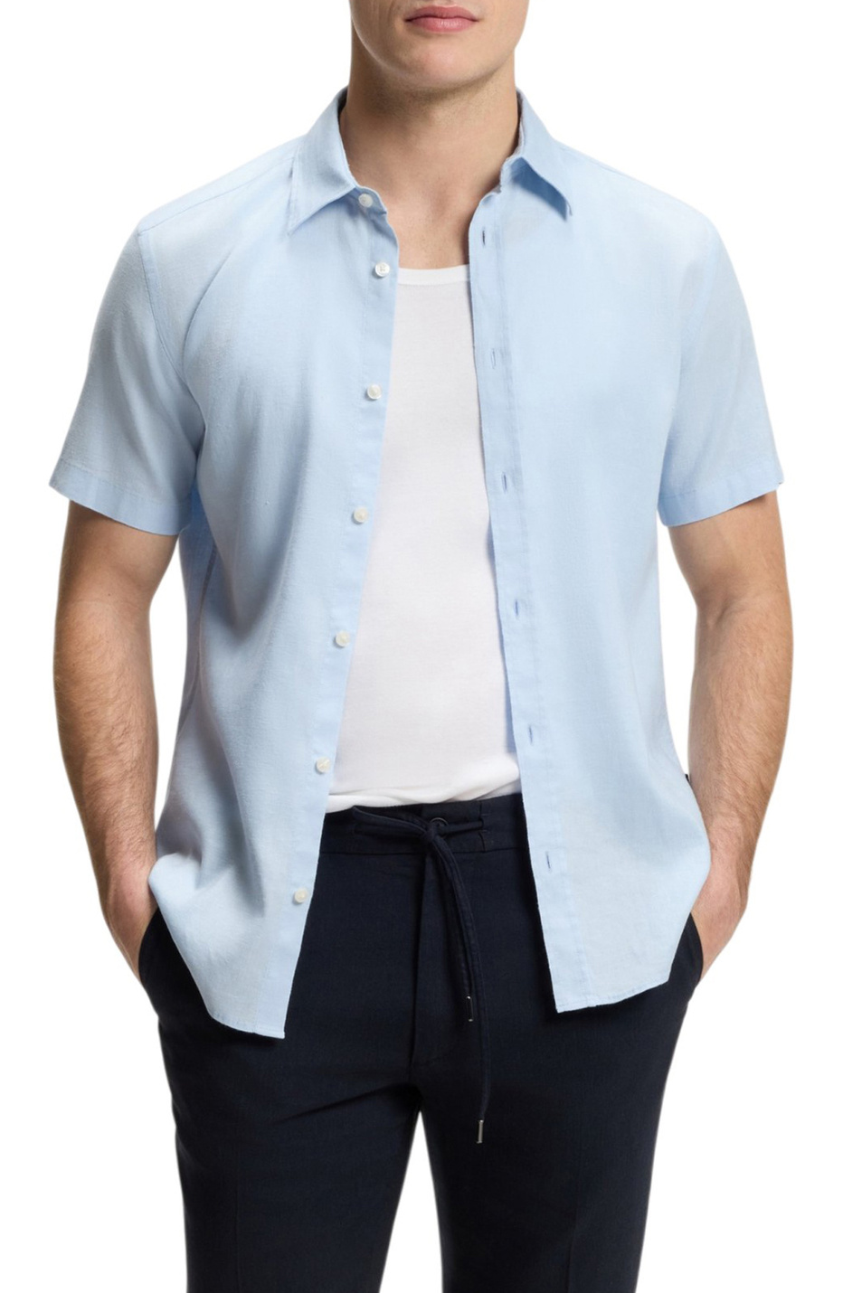 Мужской BOSS Рубашка ROAN из смесового льна (цвет ), артикул 50560743 | Фото 3