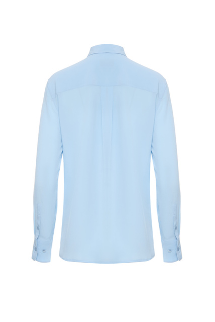 Блузка с приталенным кроем из чистого шелка|Основной цвет:Голубой|Артикул:Q23E231 | Фото 2