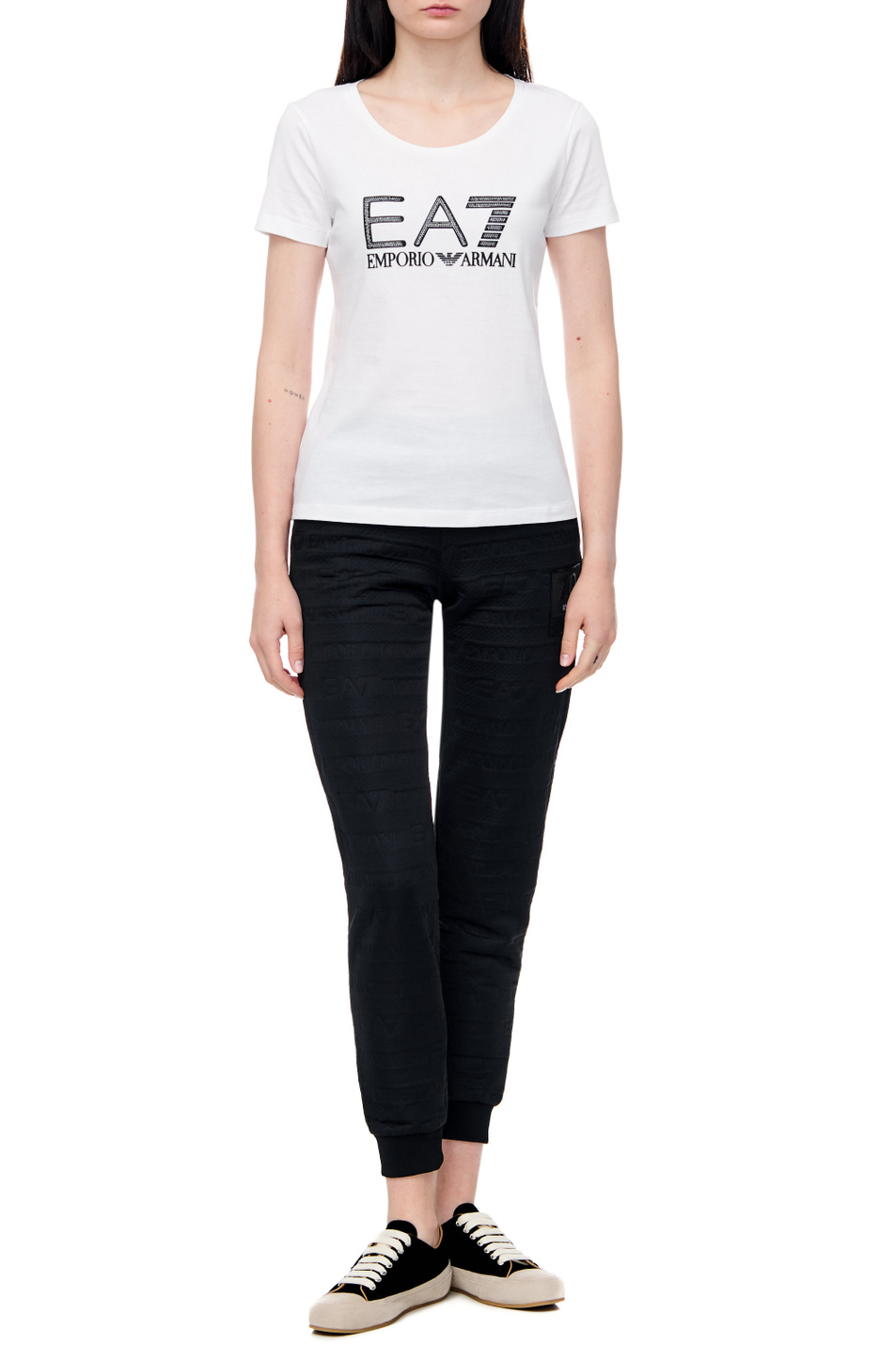 Женский EA7 Спортивные брюки с рельефным логотипом (цвет ), артикул 6LTP75-TJGVZ | Фото 3