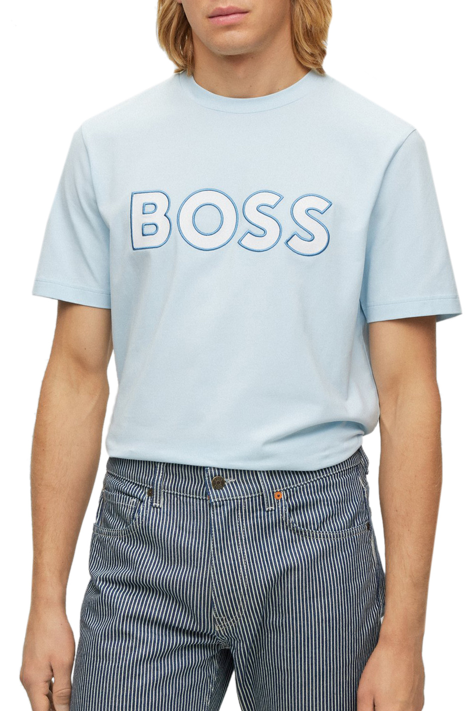 Мужской BOSS Футболка с контрастным логотипом (цвет ), артикул 50483711 | Фото 3