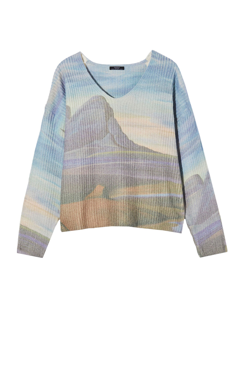 Пуловер с принтом|Основной цвет:Разноцветный|Артикул:215044 | Фото 1