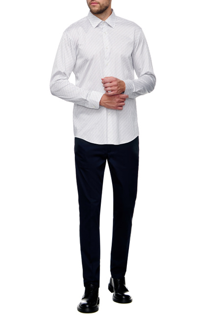 Рубашка из эластичного хлопка с принтом|Основной цвет:Белый|Артикул:50473311 | Фото 2