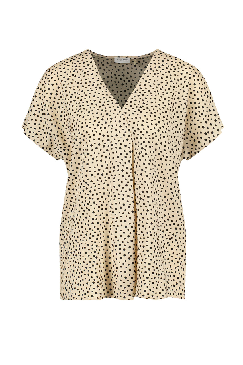 Блузка из вискозы с принтом|Основной цвет:Бежевый|Артикул:260028-31441 | Фото 1