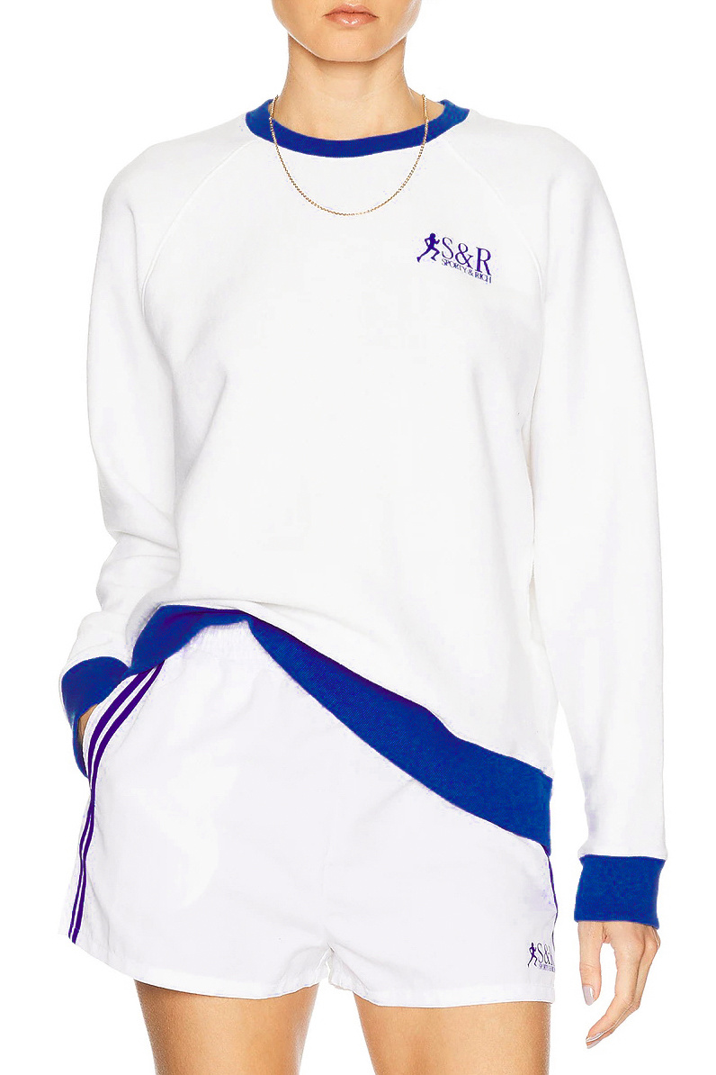 Женский Sporty & Rich Свитшот SR Runner Soft Crewneck с контрастной окантовкой (цвет ), артикул ST082622139WH01 | Фото 4