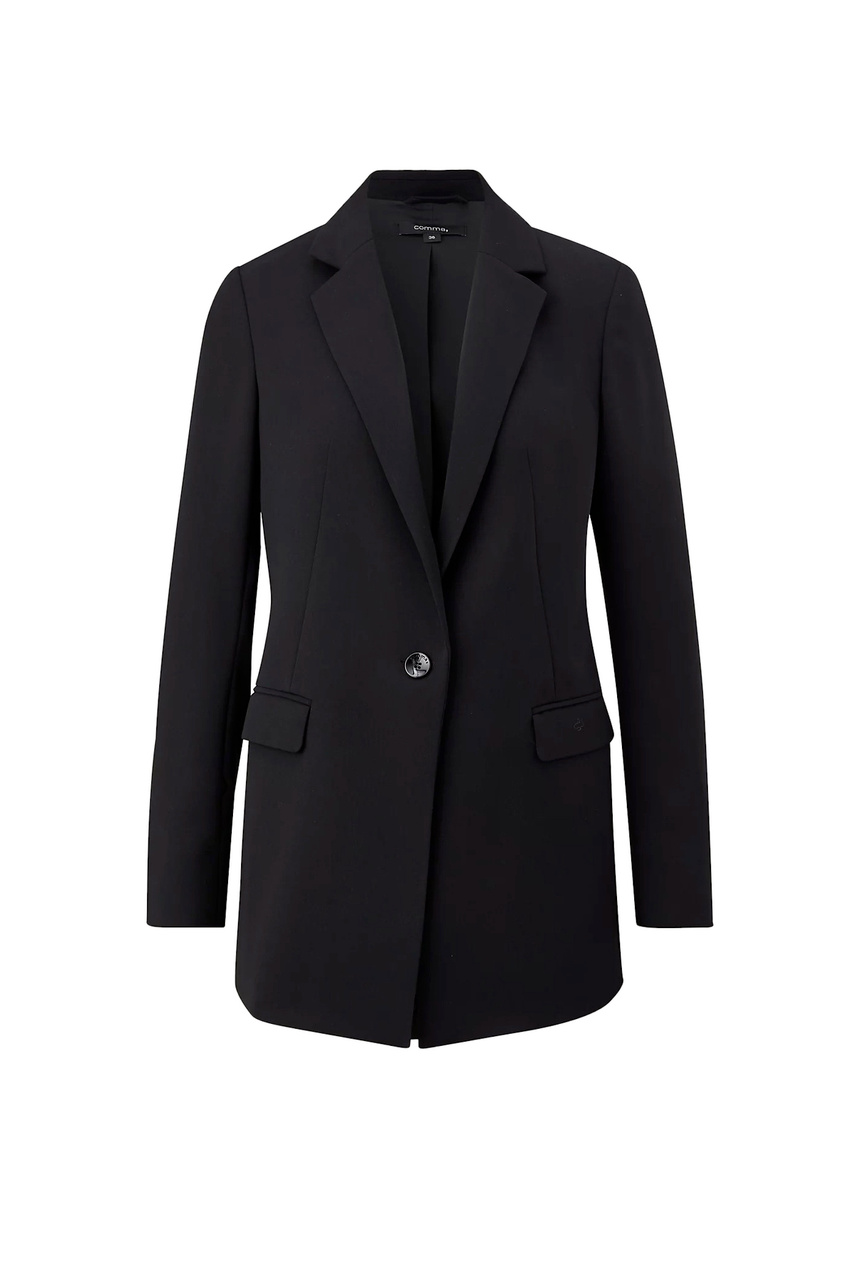Удлиненный пиджак|Основной цвет:Черный|Артикул:2123584 | Фото 1