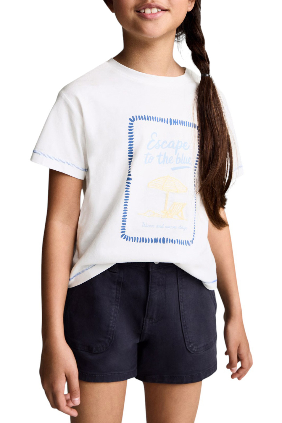 Девочкам Mango Kids Футболка ESCAPE из хлопка (цвет ), артикул 87007907 | Фото 4