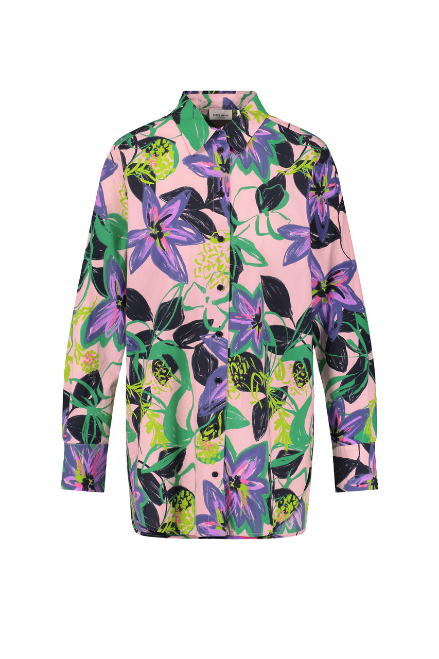 Рубашка из натурального хлопка с принтом|Основной цвет:Разноцветный|Артикул:360020-31409 | Фото 1