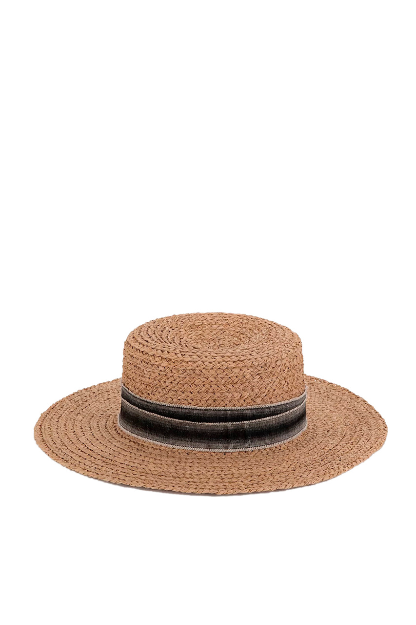 Шляпа из рафии|Основной цвет:Коричневый|Артикул:CL05C32E2 | Фото 1