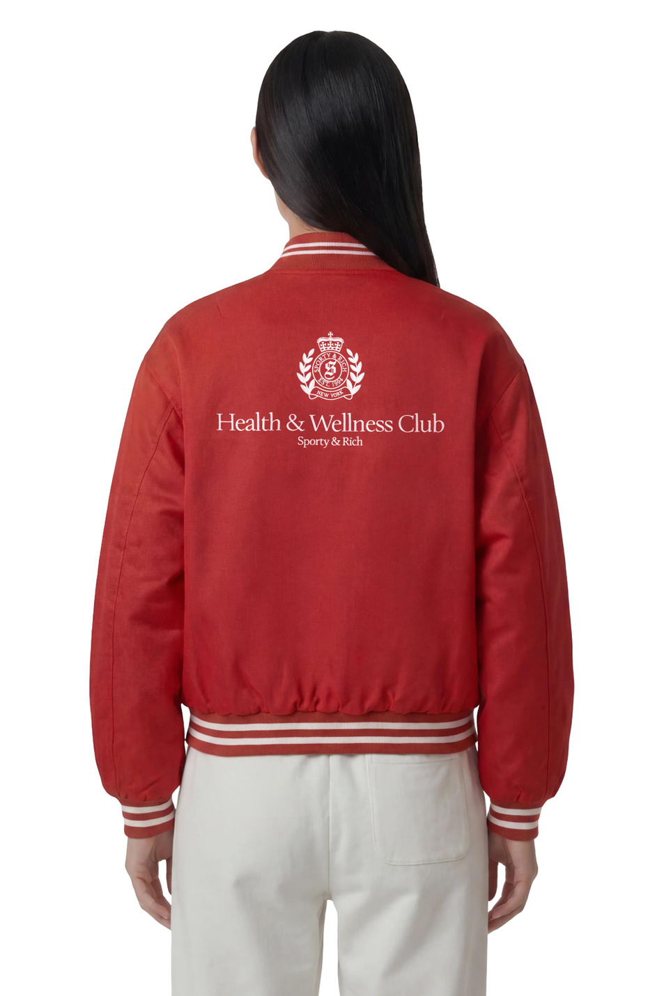Бомбер H&W Crest с логотипом|Основной цвет:Красный Женский Sporty & Rich Бомбер H&W Crest с логотипом (цвет ), артикул OW054710243RE33 | Фото 5