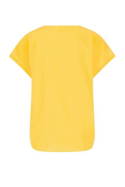 Однотонная блузка с v-образным вырезом|Основной цвет:Желтый|Артикул:760036-31424 | Фото 2