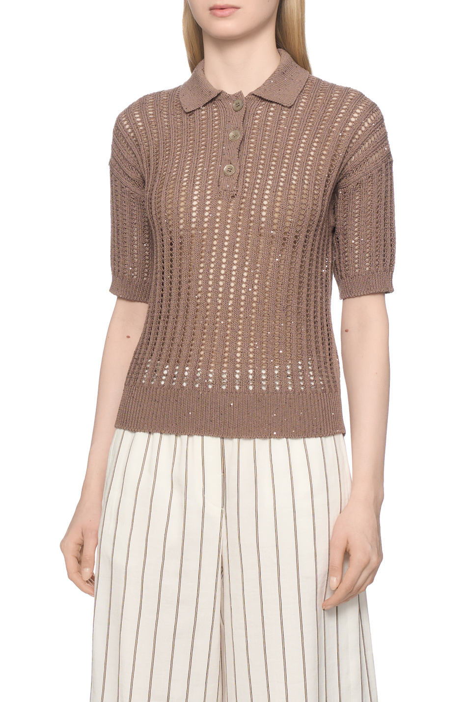 Женский Peserico Джемпер-поло из смесового хлопка (цвет ), артикул A99081F05-09110 | Фото 3