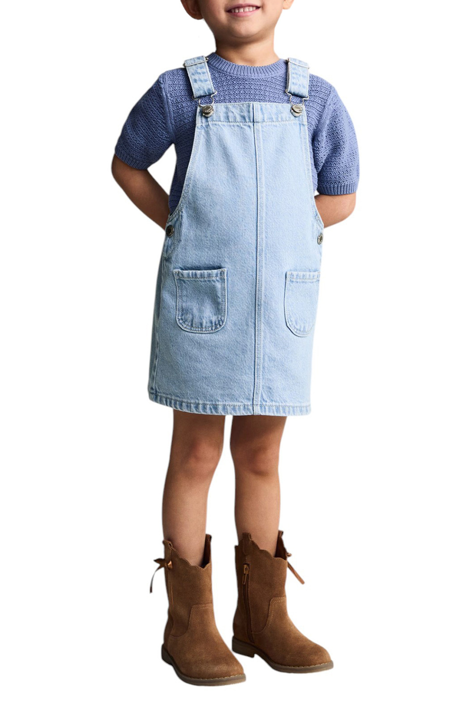 Девочкам Mango Kids Сарафан RUFFI джинсовый (цвет ), артикул 87041046 | Фото 3