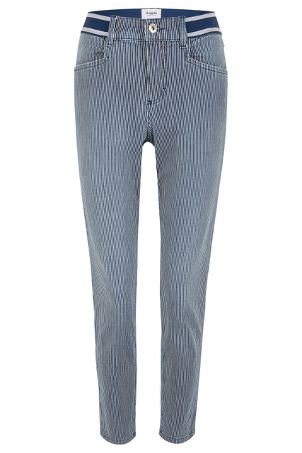 Укороченные джинсы Ornella Sporty в тонкую полоску|Основной цвет:Синий|Артикул:232688907 | Фото 1