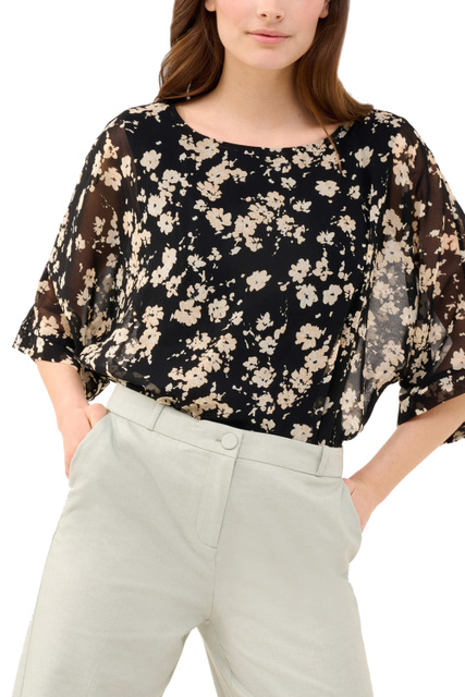 Блузка с цветочным принтом|Основной цвет:Черный|Артикул:626009 | Фото 2