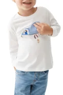 Малышам мальчикам Mango Kids Лонгслив FLY из натурального хлопка с принтом (цвет ), артикул 57014017 | Фото 4