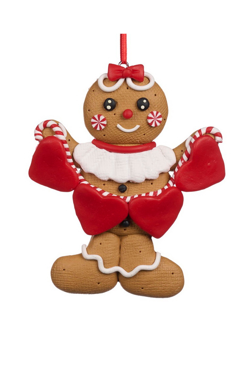 Не имеет пола Goodwill Елочная игрушка "Пряничный человечек с сердцами", 10 см (цвет ), артикул KL 60410_2 | Фото 1