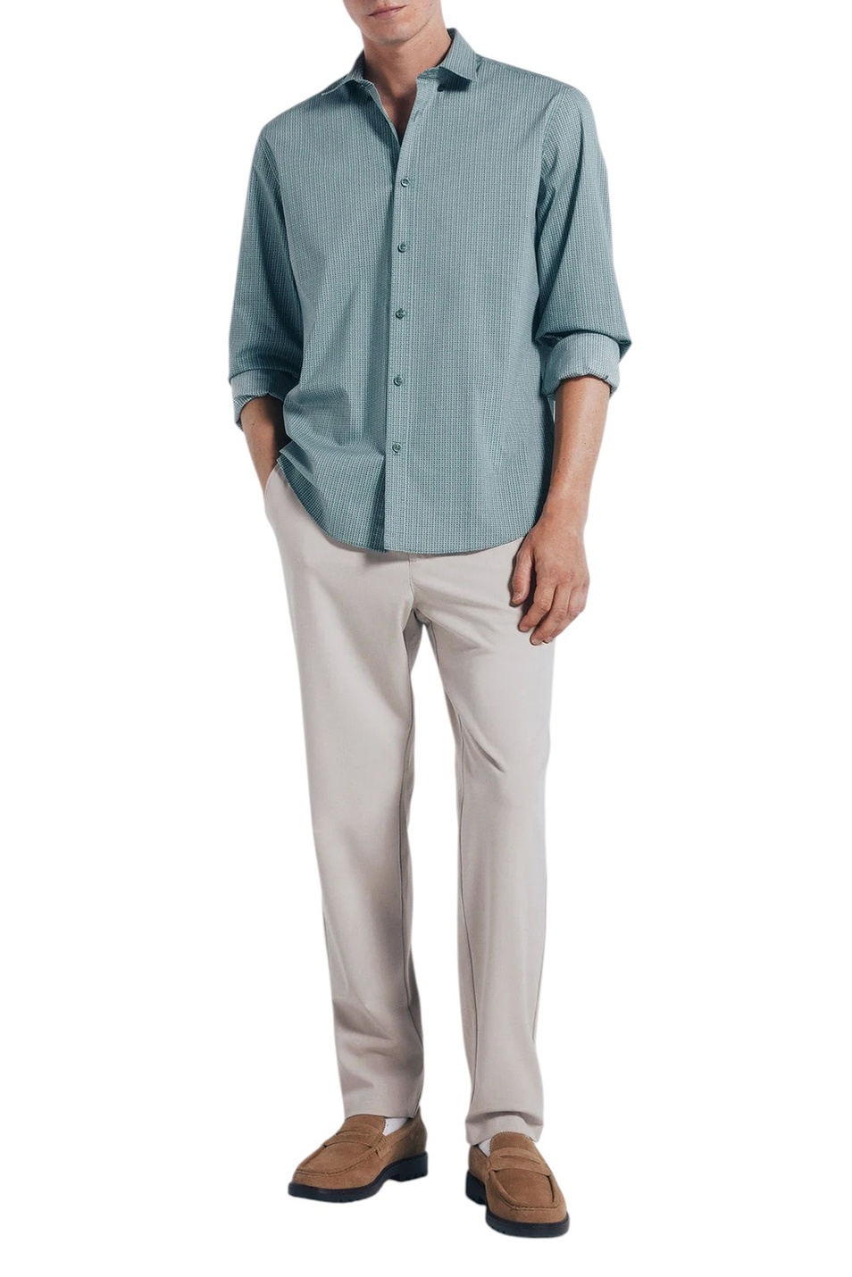 Рубашка прямого кроя|Основной цвет:Зеленый Мужской Springfield Рубашка прямого кроя (цвет ), артикул 1512147 | Фото 2