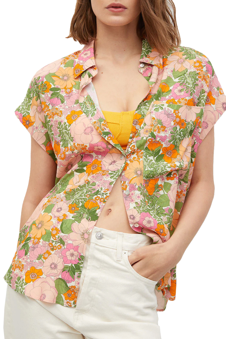 Женский Mango Рубашка LIM из лиоцелла с коротким рукавом (цвет ), артикул 87919403 | Фото 3