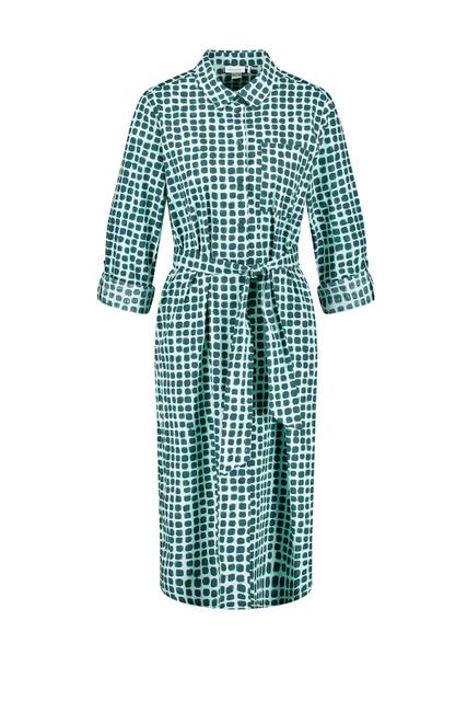 Платье-рубашка из эластичного хлопка с принтом|Основной цвет:Мятный|Артикул:780031-31514 | Фото 1