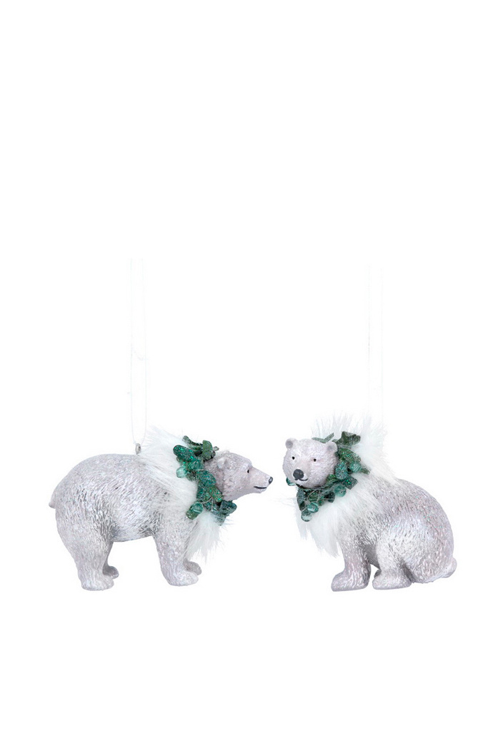 Не имеет пола Gisela Graham Елочная игрушка "Полярный медведь с венком" 8 см, в ассортименте (цвет ), артикул 14112 | Фото 1