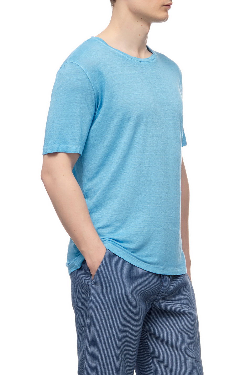 120% Lino Льняная однотонная футболка (цвет ), артикул V0M7186000E908S00 | Фото 3